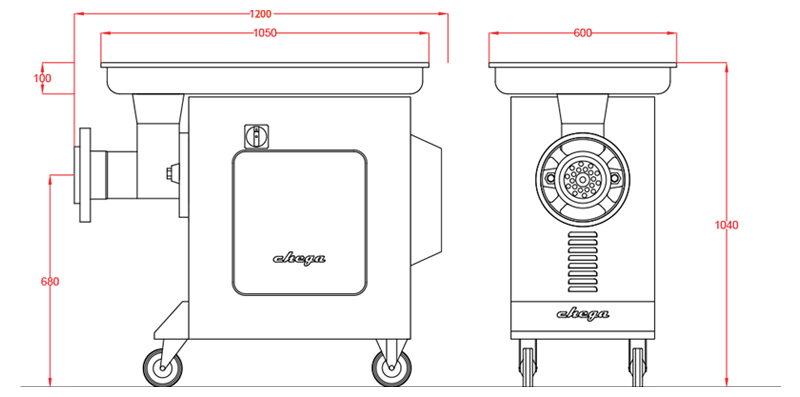 نقشه خطی چرخ گوشت صنعتی چگا مدل c130-42